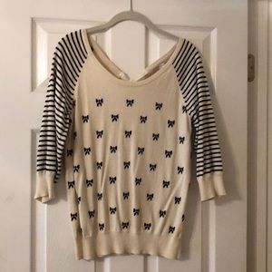 LC Lauren Conrad Black and white bow sweater